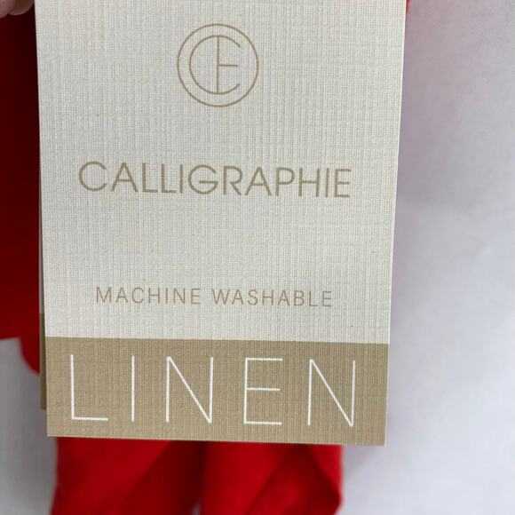 Calligraphie Linen Blend Kimono Poncho Top Women S Red Slouchy‎ Lagenlook Boho - Picture 5 of 8